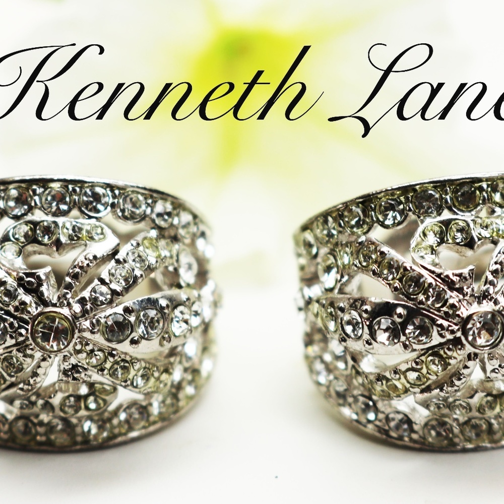 Vintage Kenneth Jay Lane Crystal Clip-On Earrings - image 4